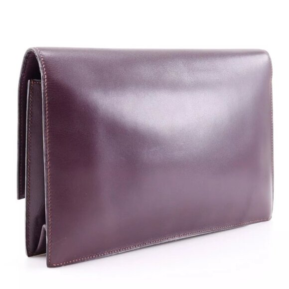 HERMES Fako Clutch bag vintage Bordeaux Box carf Women - Picture 8 of 12